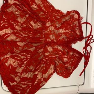 Red lace halter top